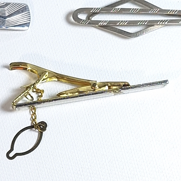 Vintage Lot 5 Assorted Tie Clips Pins - Picture 7 of 9